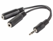 LANBERG AD-0024-BK adapter Jack Stereo(M)->Jack(F)x2 10cm