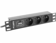 LANBERG POWER STRIP RACK 10" (1U, 16A, 3X 230V PL)
