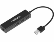 Natec Dragonfly rozbočovač 3x USB 2.0 HUB + RJ45