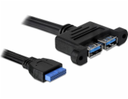 DeLOCK USB 3.2 Gen 1 kabel, pin header 19 pin female > 2x USB-A female, pro instalaci