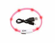 Karlie LED světelný obojek pro kočky růžový obvod 20-35cm