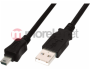 Digitus USB kabel USB A samec na B-mini 5pin samec, 2x stíněný, Měď, 1m, černý