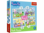 Trefl Puzzle 4v1 Vzpomínka na prázdniny prasátka Peppa