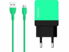 SOMOSTEL INDOOR PHONE CHARGER 2A + CABLE TYPE MICRO GREEN...