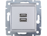 Valena USB nabíječka 2-násobná 1,5A Stříbrná metal