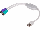 Akyga AK-AD-15 PS/2 cable 0.25 m 2x 6-p Mini-DIN USB A White