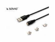 SAVIO CL -152 Magnetický kabel USB typu C, Micro a Lightning 1m