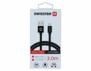Swissten Datový Kabel Textile Usb / Lightning 3,0 M Černý