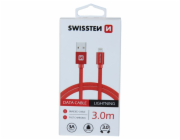 Swissten Datový Kabel Textile Usb / Lightning 3,0 M Červený