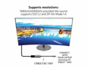 Club3D Adaptér aktivní USB-C na DisplayPort 1.4, 8K60Hz DSC1.2 HDR HBR3