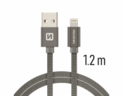 Data kabel SWISSTEN Textile Lightning 1,2 m, šedá