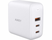 Aukey AUKEY PA-B6S White Omnia Mix GaN nabíječka ultrarychlá 3xUSB síťová nabíječka (2xUSB C+1xUSB A) 90W