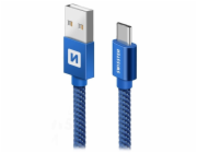 Swissten Data Cable Textile USB / USB-C 0.2 m, blue