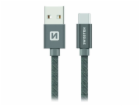 Data kabel SWISSTEN Textile USB-C 1,2 m, šedá