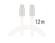 Swissten Datový Kabel Textile USB-C / USB-C 1,2 M Stříbrný