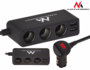 Maclean cigarette lighter socket splitter  voltmeter  3 cigarette lighter sockets  4xUSB  4.8A  max 120W  black  rubberized