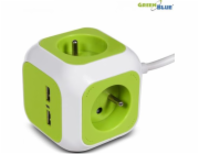 GreenBlue MagicCube Čtyřnásobná napájecí zásuvka, 2 USB vstupy 1,4 m GreenBlue GB118G německá verze