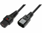 Digitus Prodlužovací napájecí kabel IEC LOCK 3x1mm2 C14/C13 přímý V/Z 2m Černá