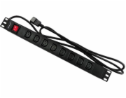 Napájecí lišta pro 19palcový rack | 1U | 10A | PDU | 8xIEC C13 | 2m