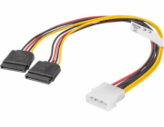 LANBERG Molex (M) 4 PIN na 2x SATA (F) 15 PIN kabel 30cm 