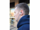 AV:link gumová sluchátka s handsfree, černo-bílá