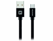 Swissten Datový Kabel Textile Usb / Micro Usb 3,0 M Černý