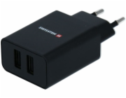 Swissten Síťový Adaptér Smart Ic 2X Usb 2,1A Power + Datový Kabel Usb / Lightning 1,2 M Černý