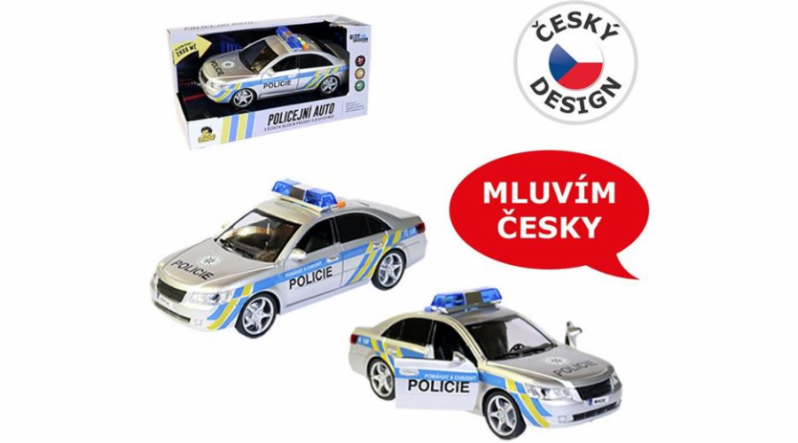 Auto policejní s českým hlasem, na setrvačník, 24 cm