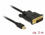 Delock - Kabel adaptéru - jeden spoj - Mini DisplayPort (M) do DVI-D (M) - DisplayPort 1.1 - 3 m - pasivní, křídlové šrouby - černá