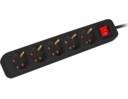 Lanberg power strip Prodlužovací kabel Lanberg 3m černý 5x 230V Schuko s vypínačem, kabel z plné mědi
