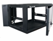 XtendLan 19" dvoudílný nástěnný rozvaděč 9U 600x550, nosnost 60 kg, skleněné dveře, svařovaný,černý