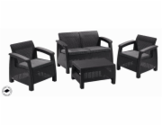 Zahradní nábytek Keter Corfu set dvousedačka + dvě křesla + stůl grafitový