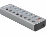 Delock USB 3.2 Gen 1 Hub mit 7 Ports + 1 Schnellladeport + 1 USB-C PD 3.0 Port , USB-Hub 63264