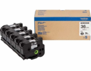 Brother - HG261V5, bílá / černá, 36 mm (pro PT 9xxx) - balení 5 ks - HGE261