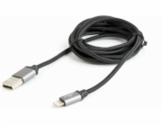 GEMBIRD Kabel USB 2.0 Lightning (IP5 a vyšší) nabíjecí a synchronizační kabel, opletený, 1,8m, černý, blister