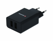 Nabíječka cestovní SWISSTEN 2x USB, IC, 2.1A + Lighthing MFI kabel, černá