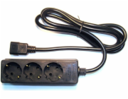 Eaton kabel / prodlužovací přívod do UPS, koncovka IEC C14, 3 zásuvky schuko, černý, 10A
