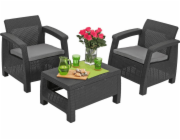 Zahradní nábytek Keter Corfu weekend set dvě křesla + stůl grafitový
