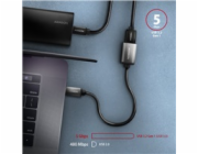 AXAGON RUCM-AFAC, kabelová redukce USB-C (M) <-> USB-A (F), 20cm, USB 3.2 Gen 1, 3A, ALU