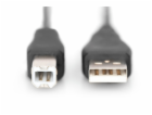 Digitus USB kabel A/samec na B/samec, 2x stíněný, černý, 1m