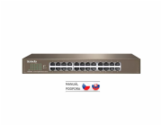 Tenda TEG1024D 24x Gigabit Switch, Fanless-bez ventilátorů, Rackmount, ochrana proti přepětí
