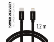 Swissten Datový Kabel Textile USB-C / Lightning 1,2 M Černý