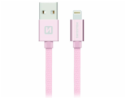 Swissten Datový Kabel Textile Usb / Lightning 1,2 M Růžovo/Zlatý