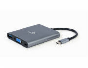Gembird USB-C 6v1 multiport USB 3.1 + HDMI + VGA + PD + čtečka karet + stereo audio
