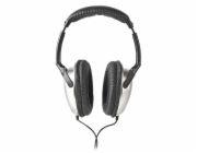NEDIS kabelová sluchátka/ na uši/ ovládání hlasitosti/ kabel 6 m/ černo-stříbrné