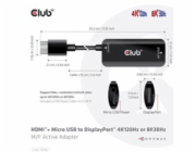 Club3D Adaptér HDMI + Micro USB na DisplayPort 4K120Hz/8K30Hz, Active Adapter M/F