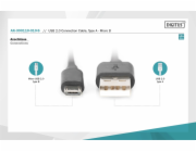 Digitus USB 2.0 kabel USB A samec na USB micro B samec, 2x stíněný, Měď, 1m