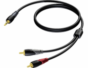 3,5 mm jack samec stereo kabel – 2x RCA / Cinch samec 3 m