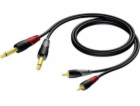 Kabel 2x RCA / Cinch samec - 2x 6,3 mm Mono 3m samec kone...