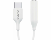 Audio adaptér - USB typ 3.1 C (M) - Jack 3,5 mm (F) - bílý SAVIO AK-52